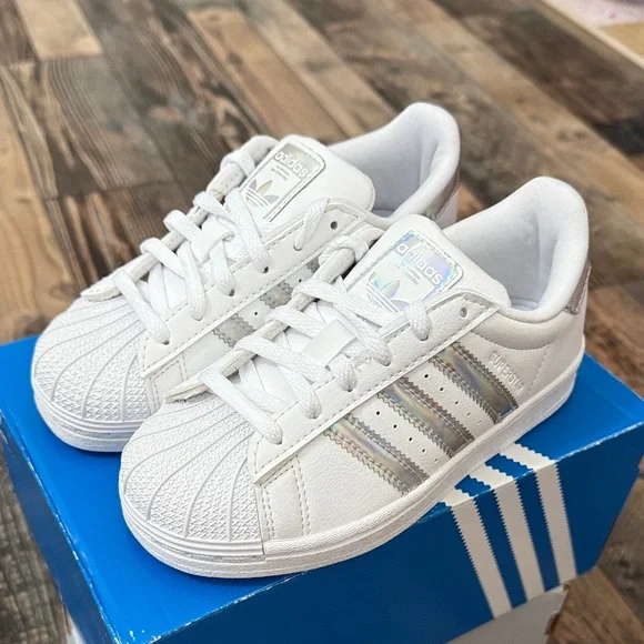 Adidas Superstar C White with Iridescent Stripes (NEW) - Picture 5 of 7